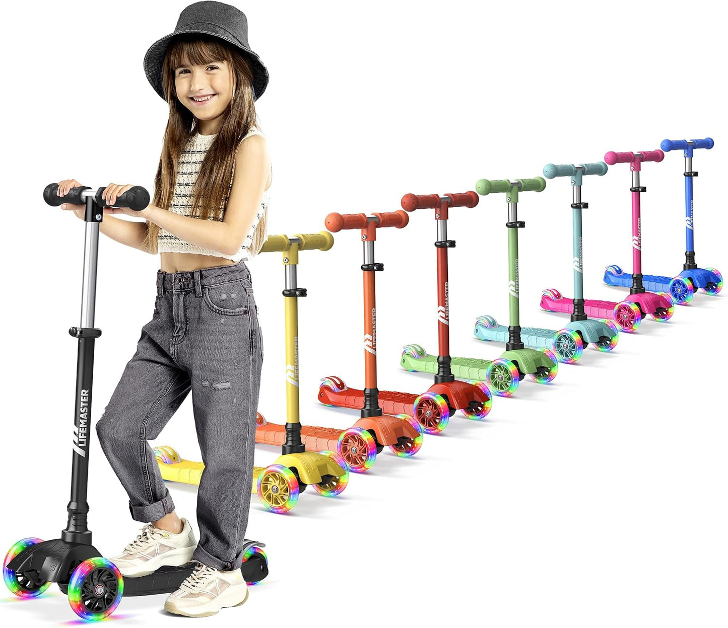 Monopatín niños 3 ruedas luces 4 alturas deck antiderrap
