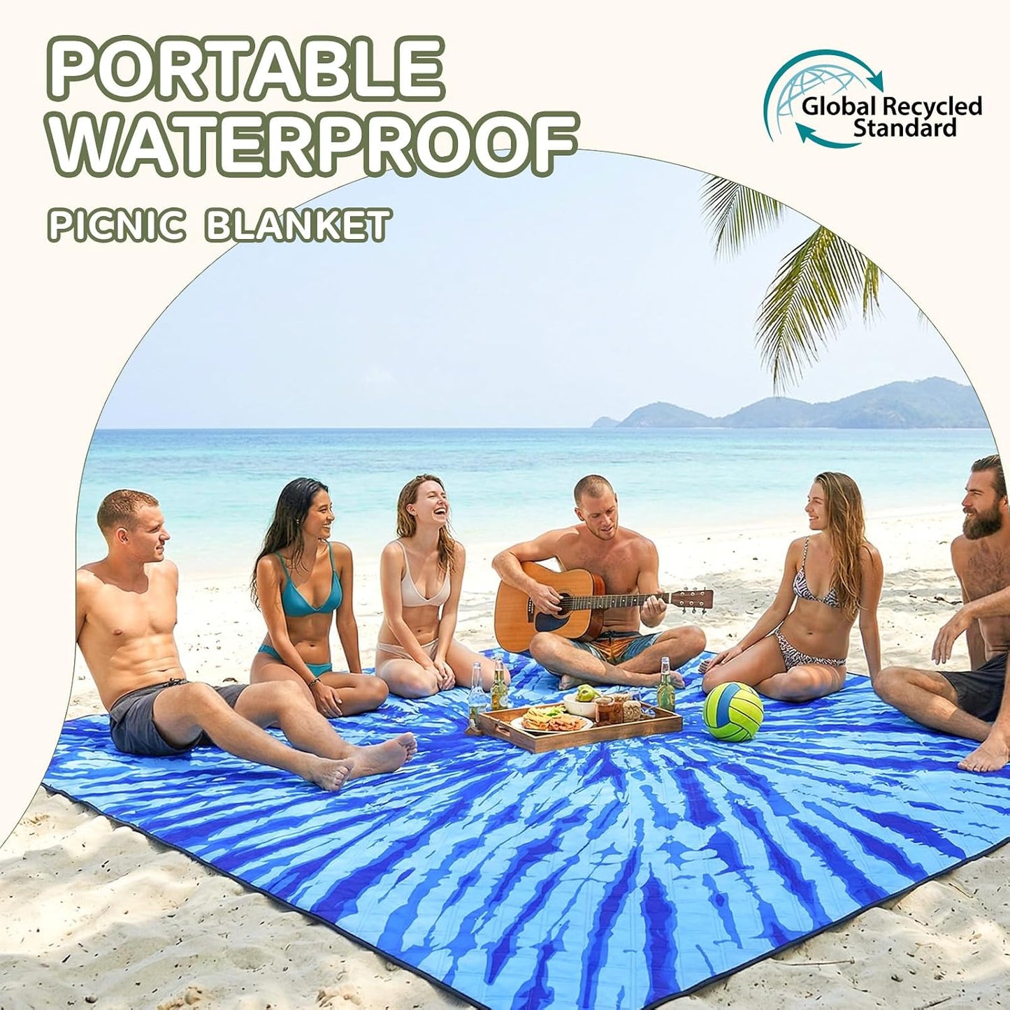 Manta playa impermeable plegable XL para picnic y viaje