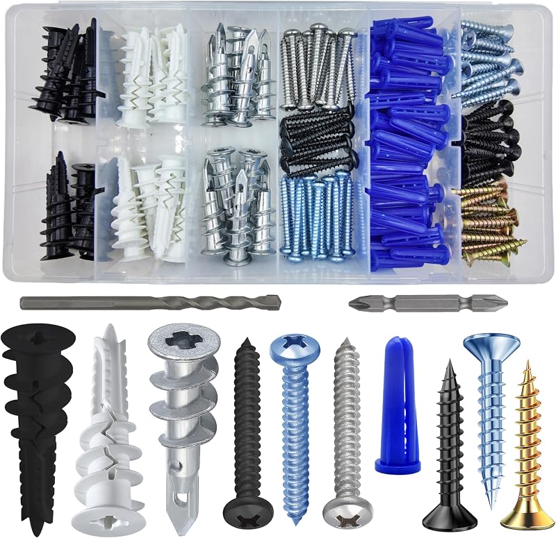 Kit anclajes autoperforantes para yeso hormigón 182 pzas
