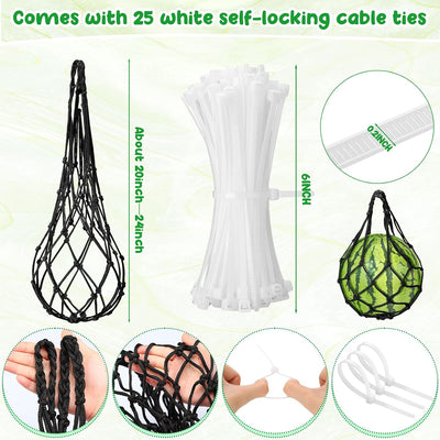 Hamaca melón sandía 12uds soporte jardín bolsa colgante negro