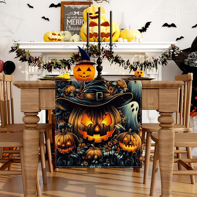 Camino mesa Halloween calabazas negras 72pulg decoración hogar
