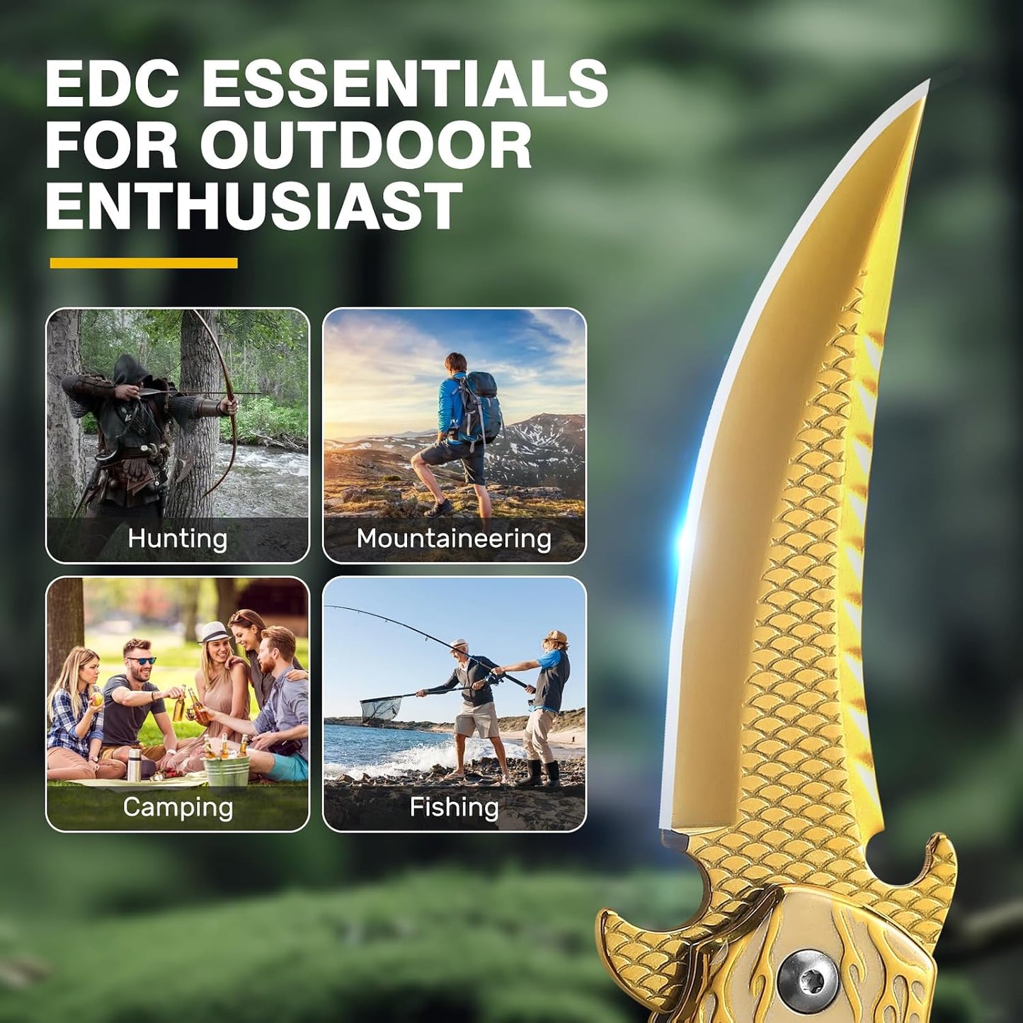 Cuchillo plegable 3.5pulg patrón dragón 3D con clip