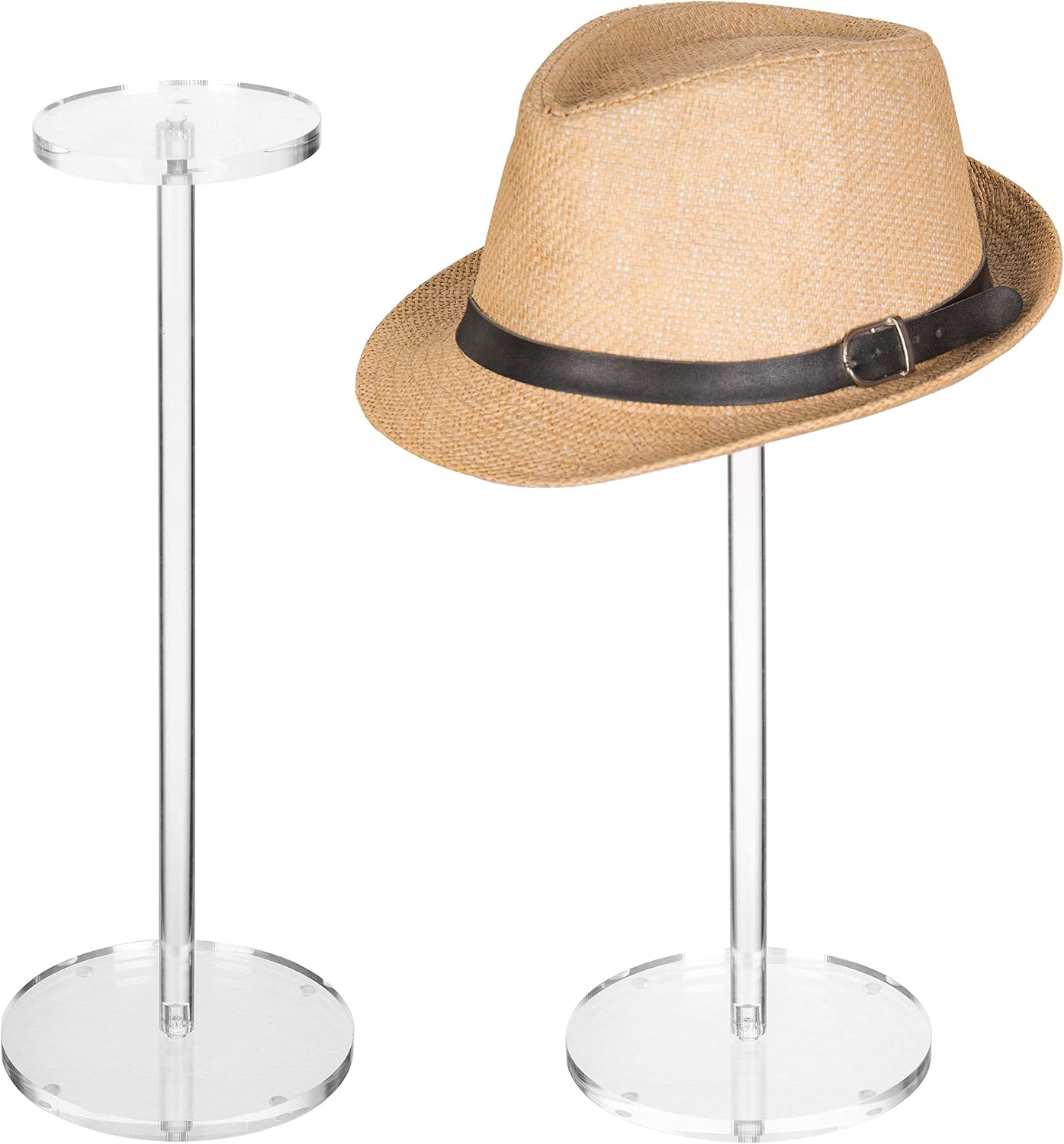2 Soportes Sombrero Acrílico 16" Base Redonda