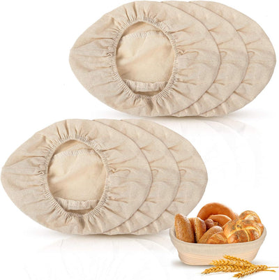 6 Pzas Cesta Banneton Tela Ratán Natural 10pulg