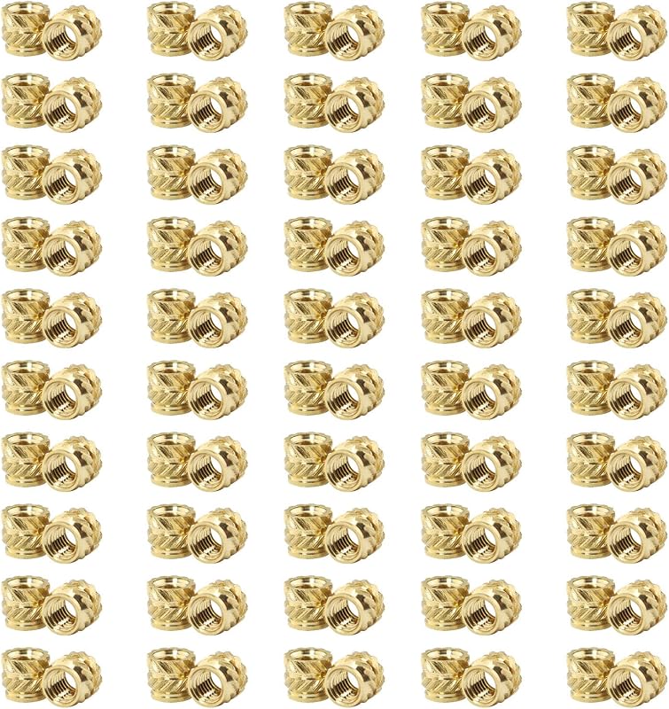 100 Pzas Tuercas M3x4x4.5 Latón Insertos Calor Amarillo