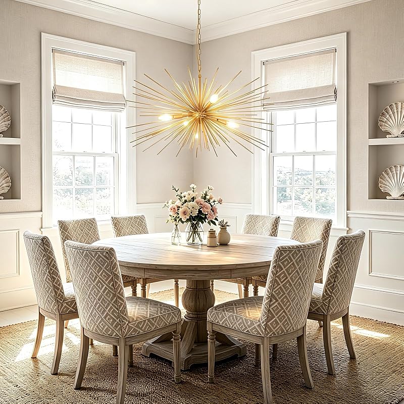 Candelabro Sputnik dorado 31" 4 luces sala