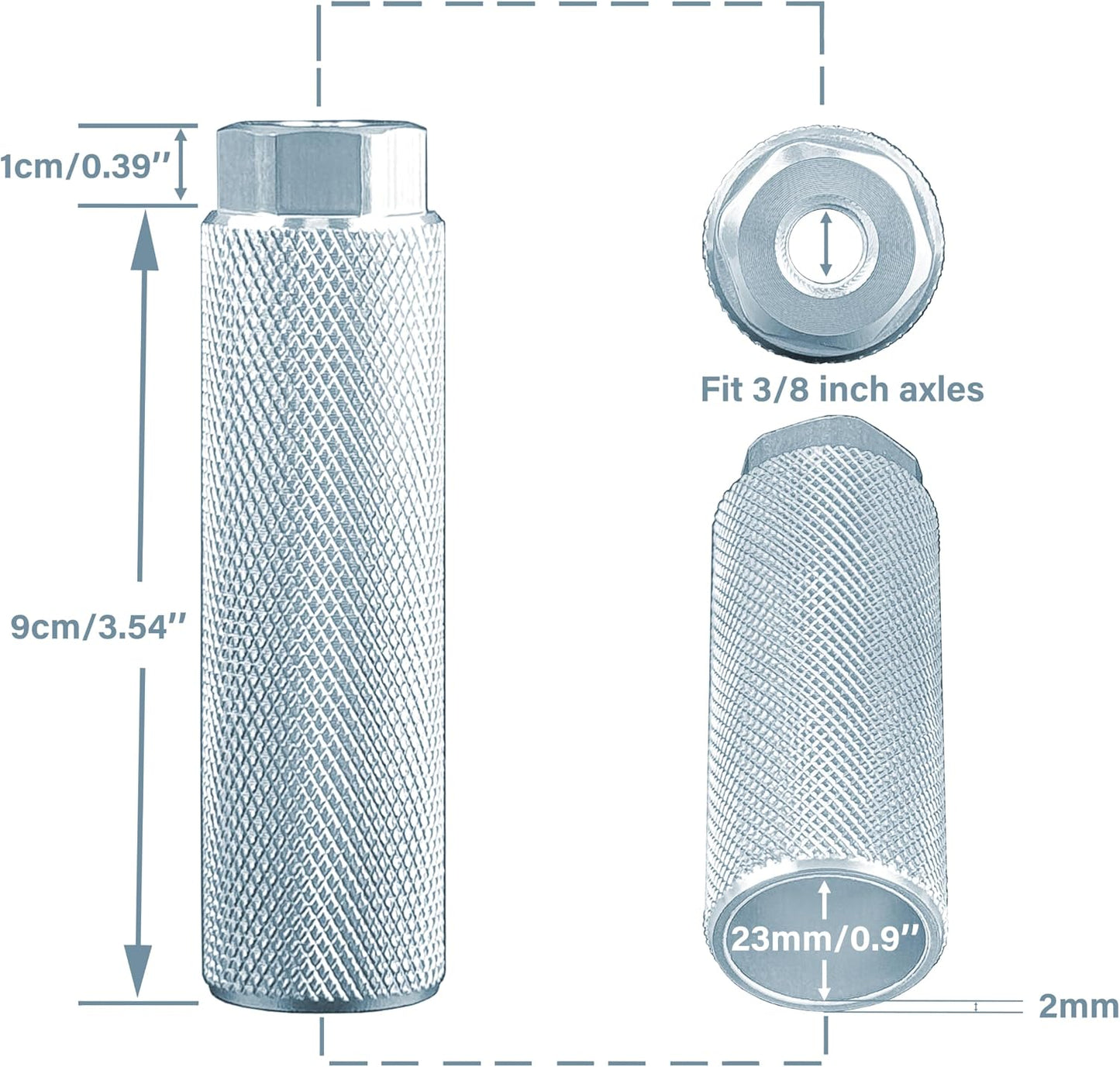 4 Clavijas 3/8" Aluminio Antiderrap para Bicicleta