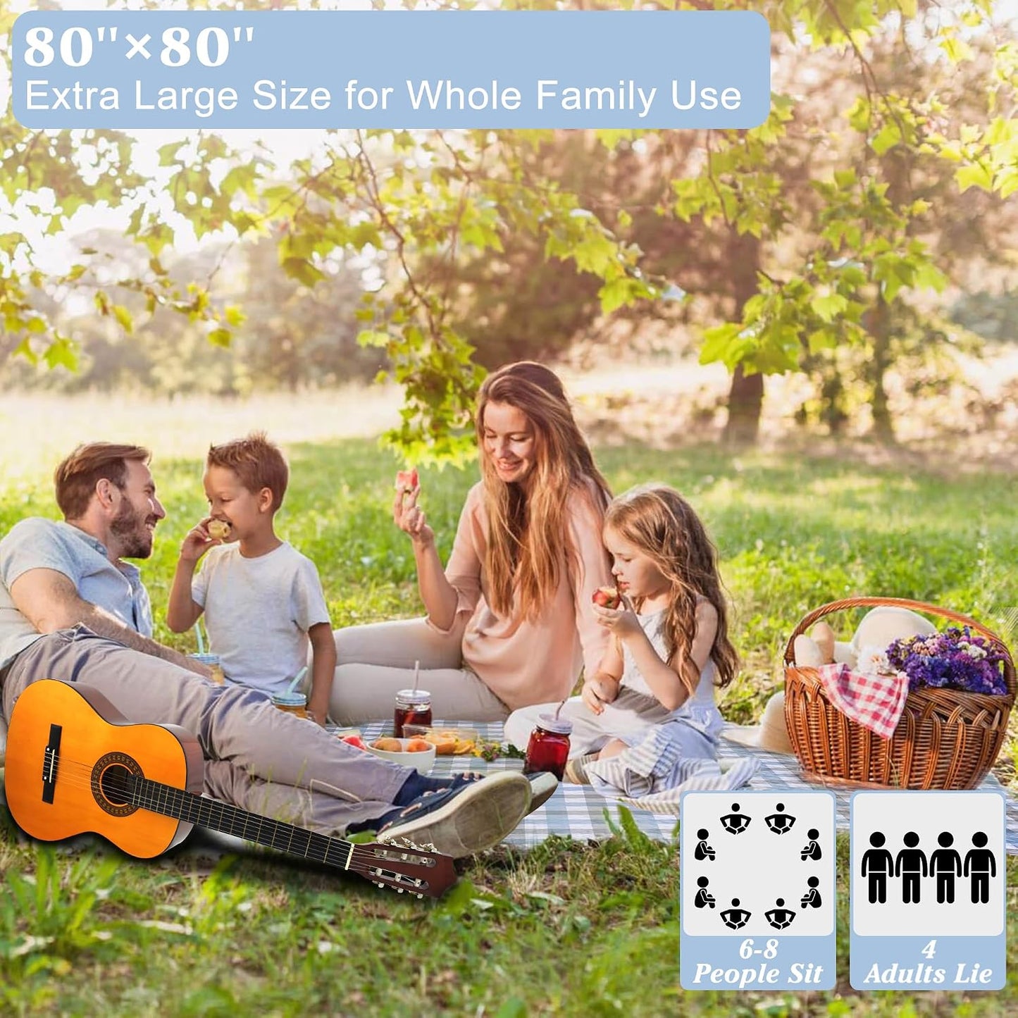 Manta Picnic Gingham 80x80pulg Impermeable Plegable