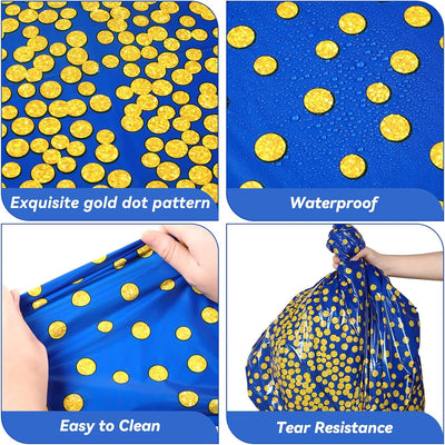 Mantel plástico redondo 84pulg 3pzas azul y dorado