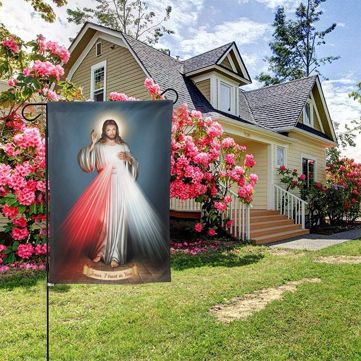 Bandera Divina Misericordia doble cara 12.5x18"