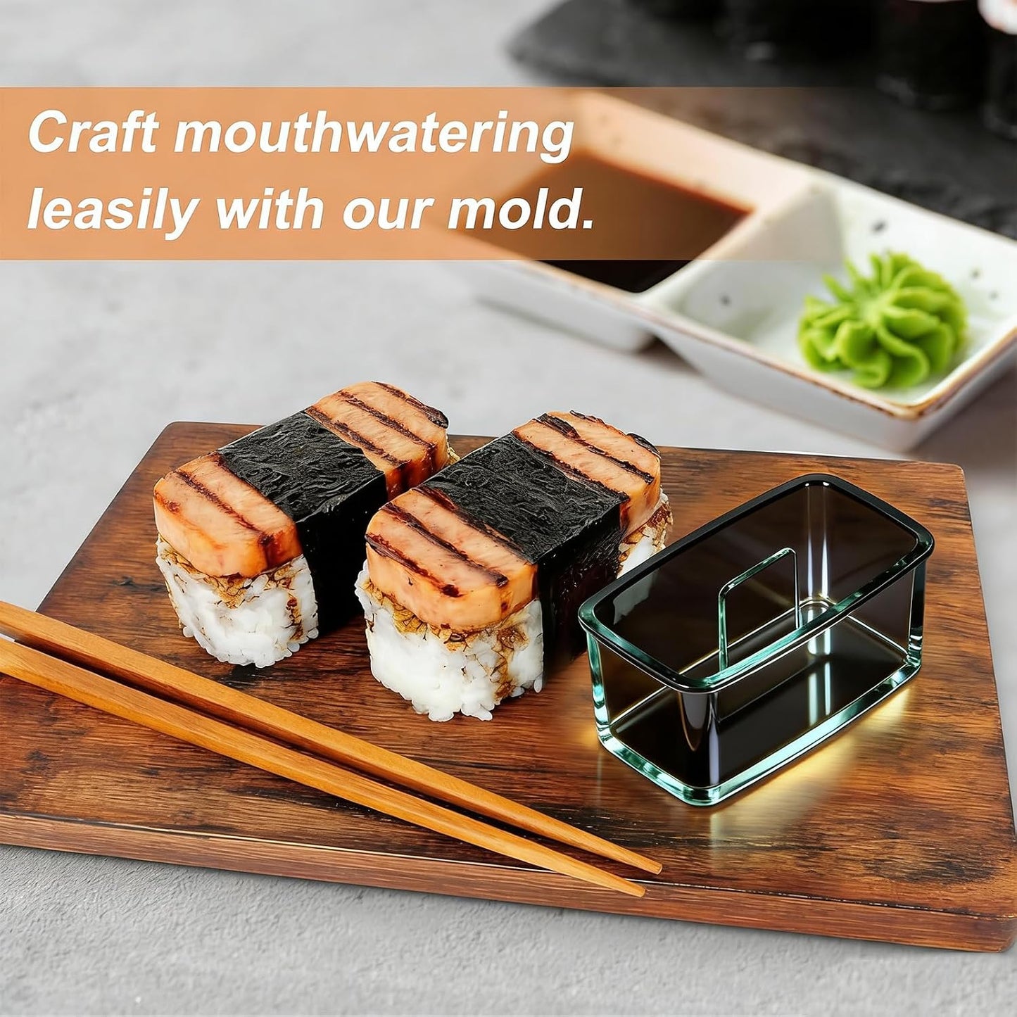 2 Pzas Molde Musubi Negro Antiadherente Sin BPA