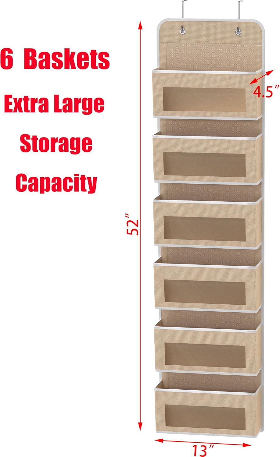 Organiz. puerta con 6 bolsillos transparentes beige