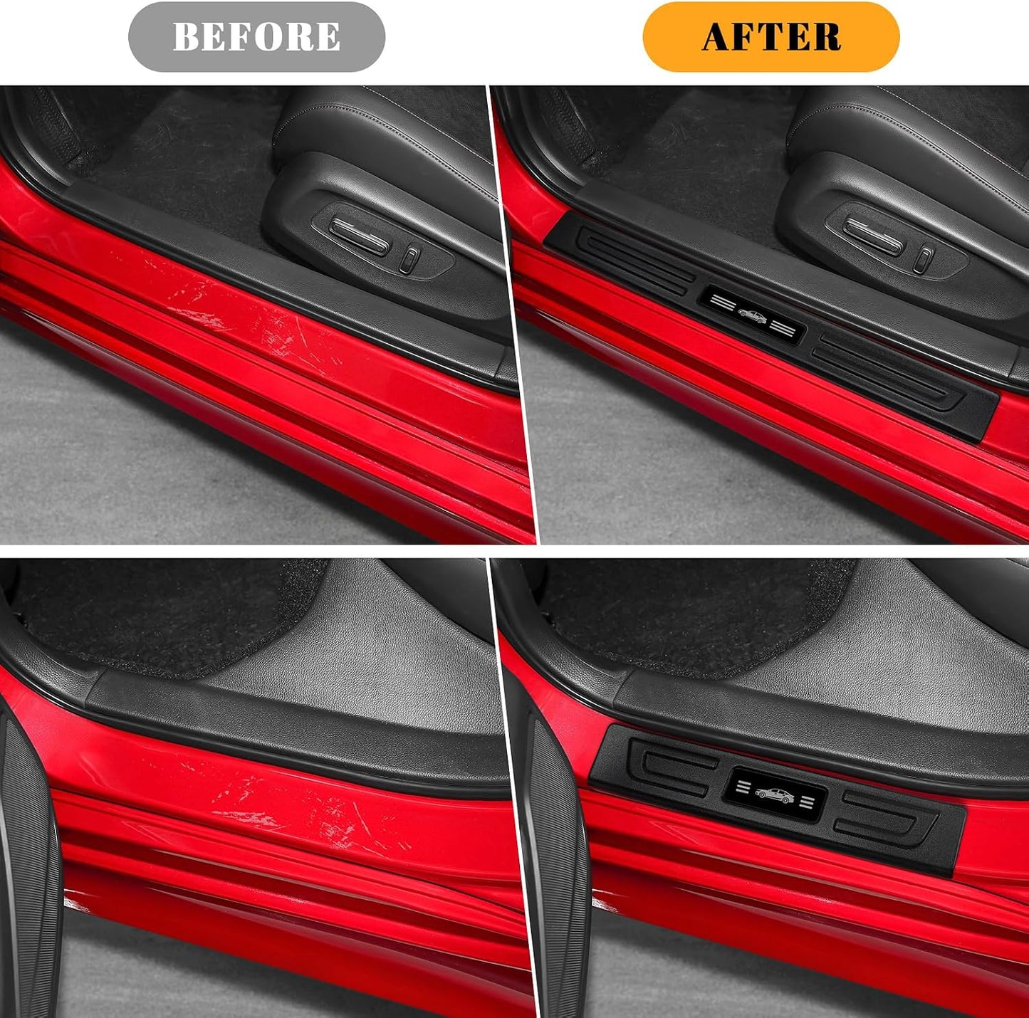 4 Protectores borde puerta Honda Civic 22-26 negro mate