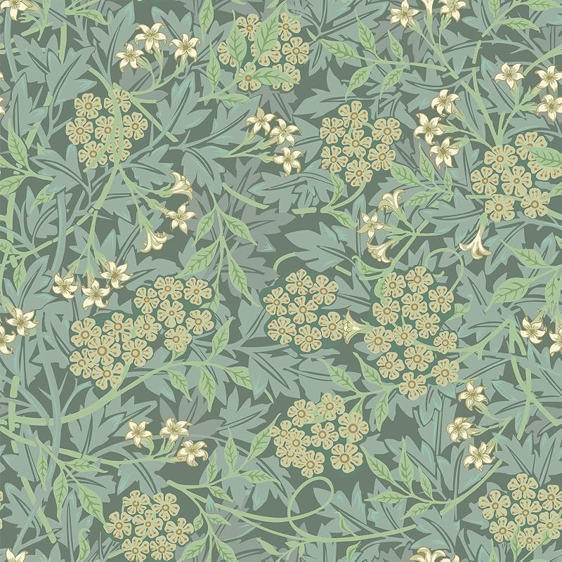 Papel tapiz floral verde 17.7x354" autoadhesivo