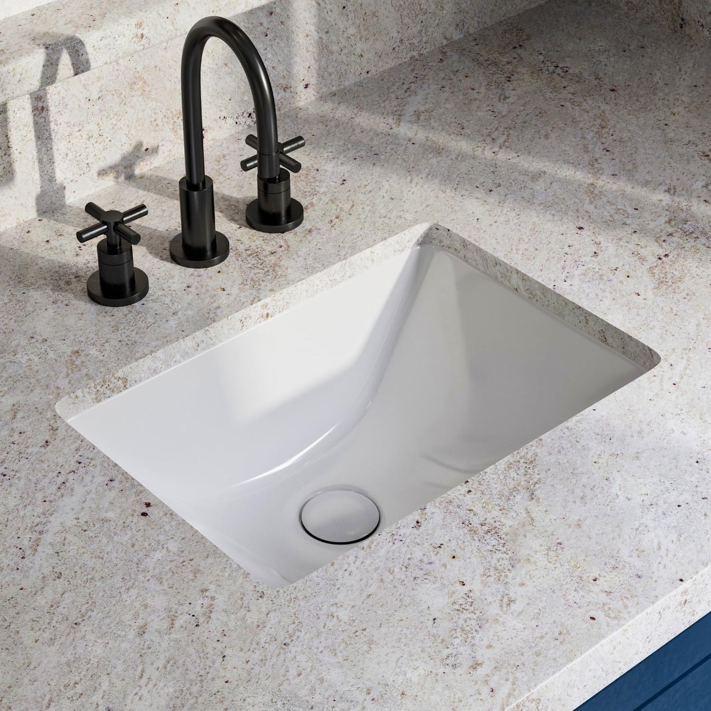 Fregadero baño empotrado 18x13pulg cerámica rectangular