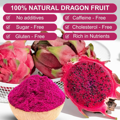 Polvo de fruta del dragón liofilizado sin azúcar para hornear y bebidas