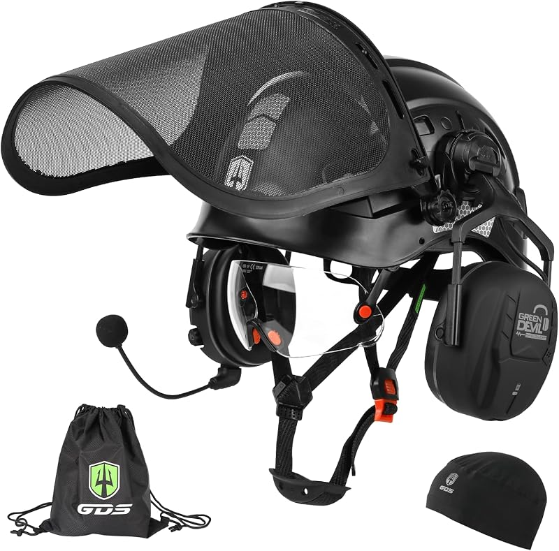 Casco seguridad motosierra orejeras Bluetooth visera 5en1
