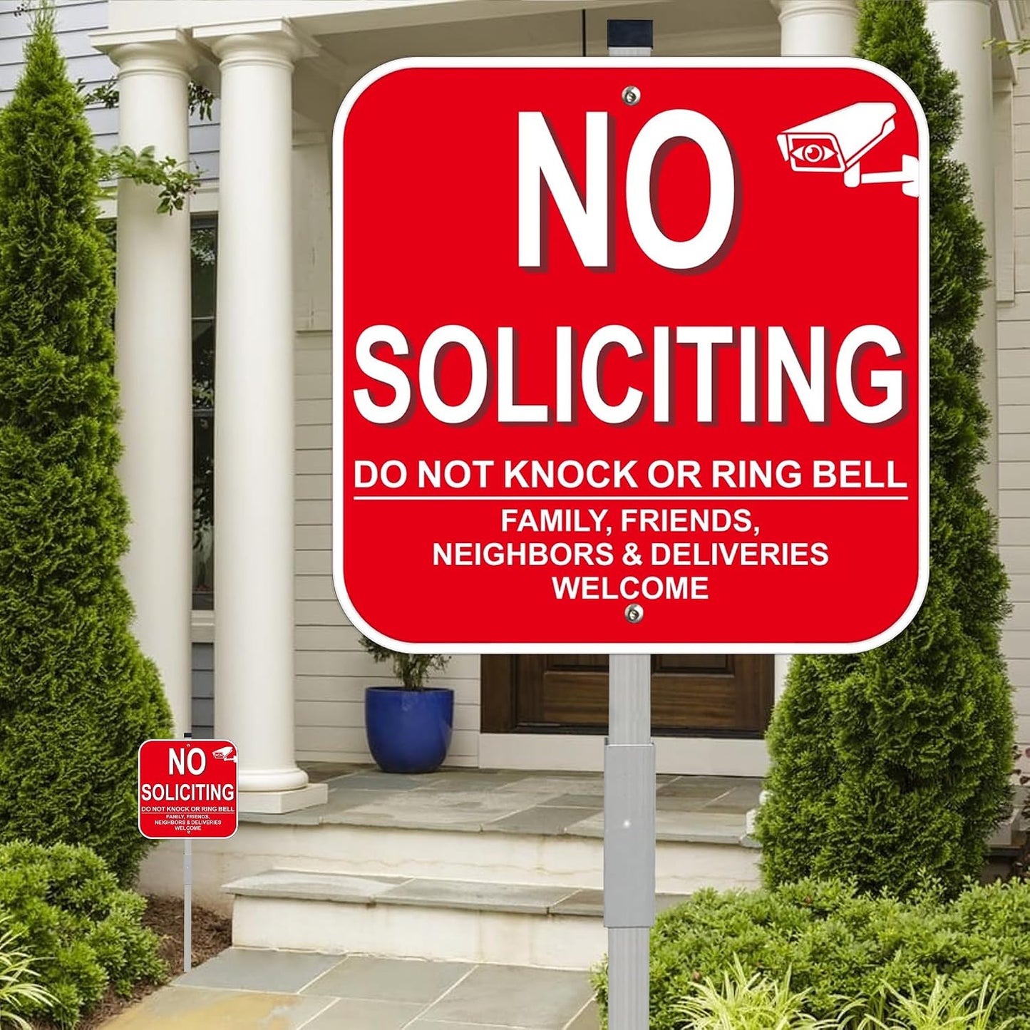 Letrero No Soliciting Yard con estaca 28" aluminio puerta