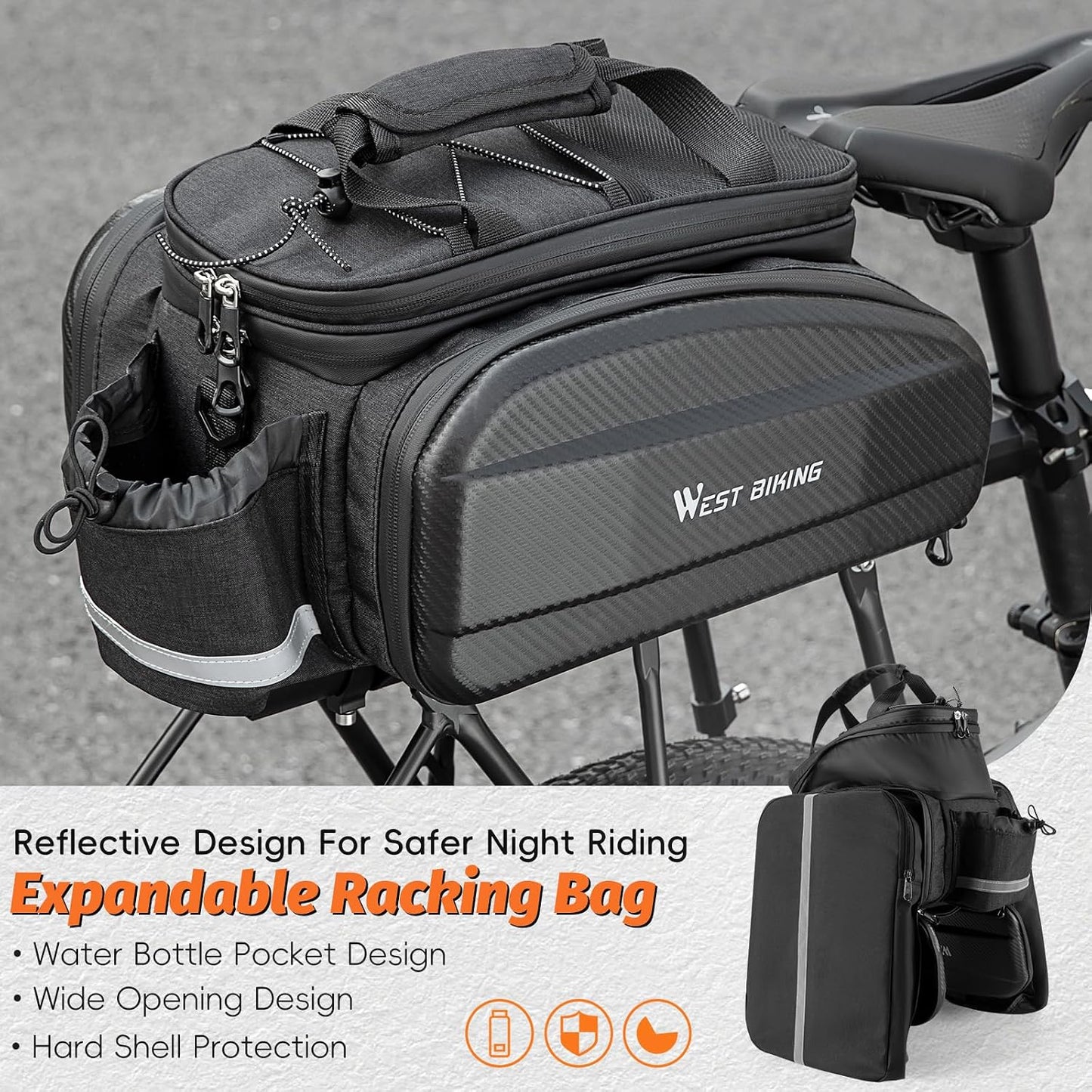 Bolsa 3en1 para portabicicletas trasero con reflector