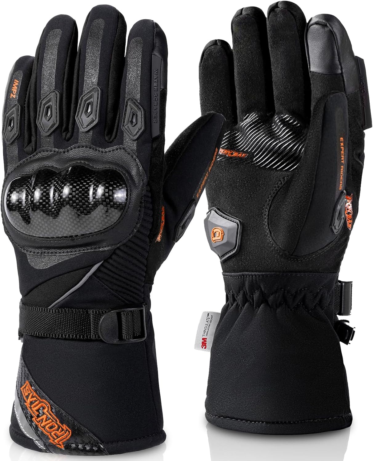Guantes moto impermeables tactiles fibra carbono