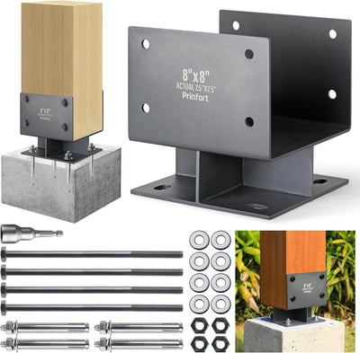 Soporte poste acero inox 8x8 con anclaje hormigón