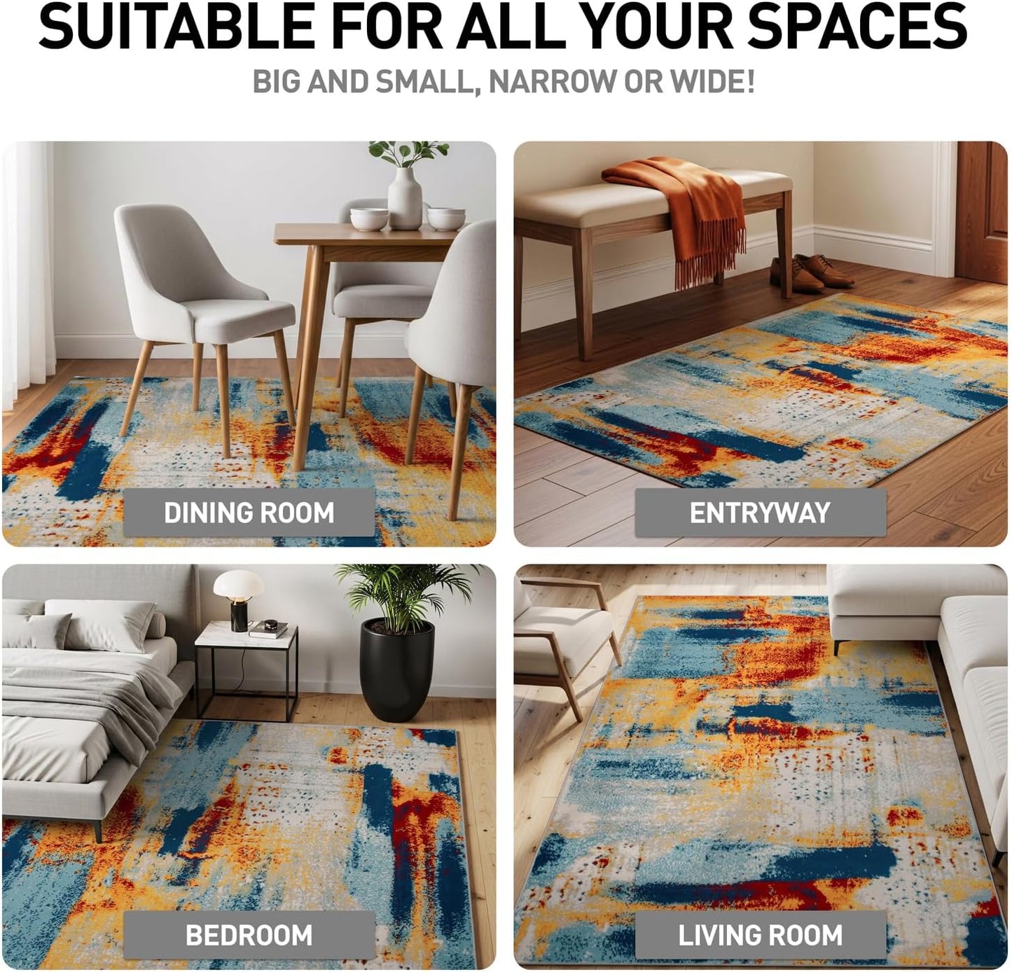 Alfombra abstracta yute 3'3x5' para oficina