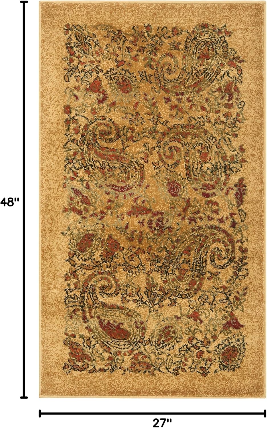 Alfombra decorativa 2'3x4' beige y multicolor