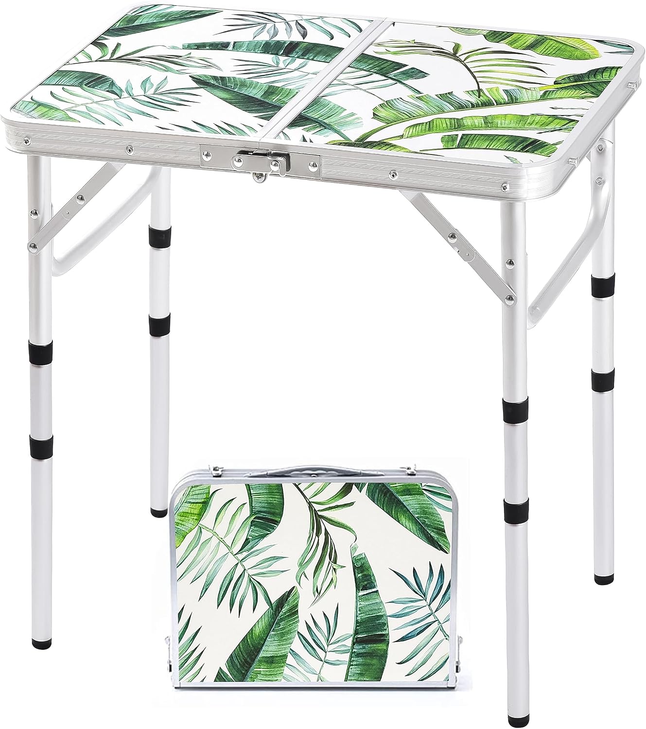 Mesa camping plegable aluminio ajustable 2ft con asa