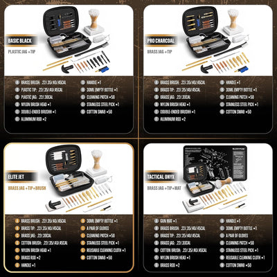 Kit limpieza pistola universal con funda bronce y plástico