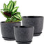 Set 3 Macetas Plástico Negro con Motas Blancas