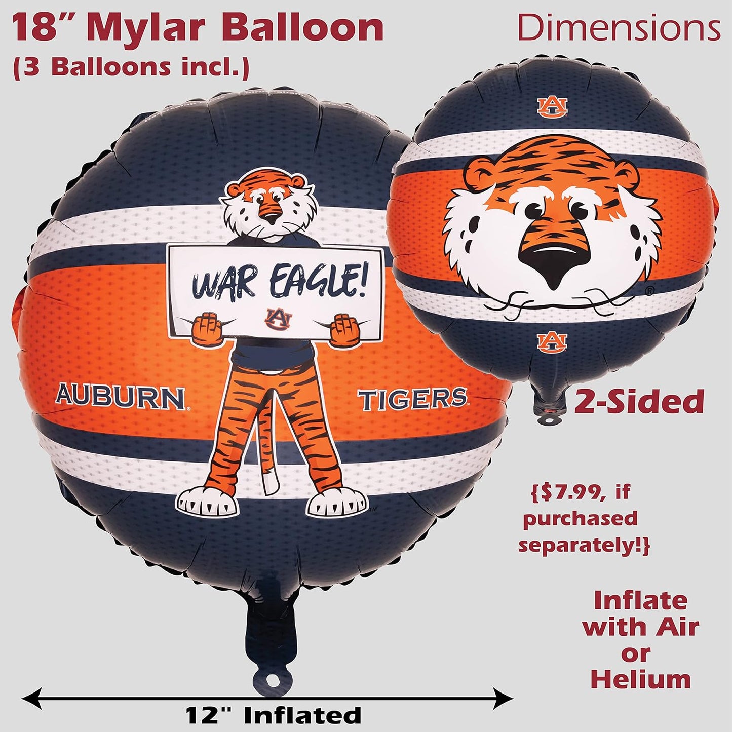 Globos Mylar 18pulg color caoba paquete 3 para graduación y fiestas