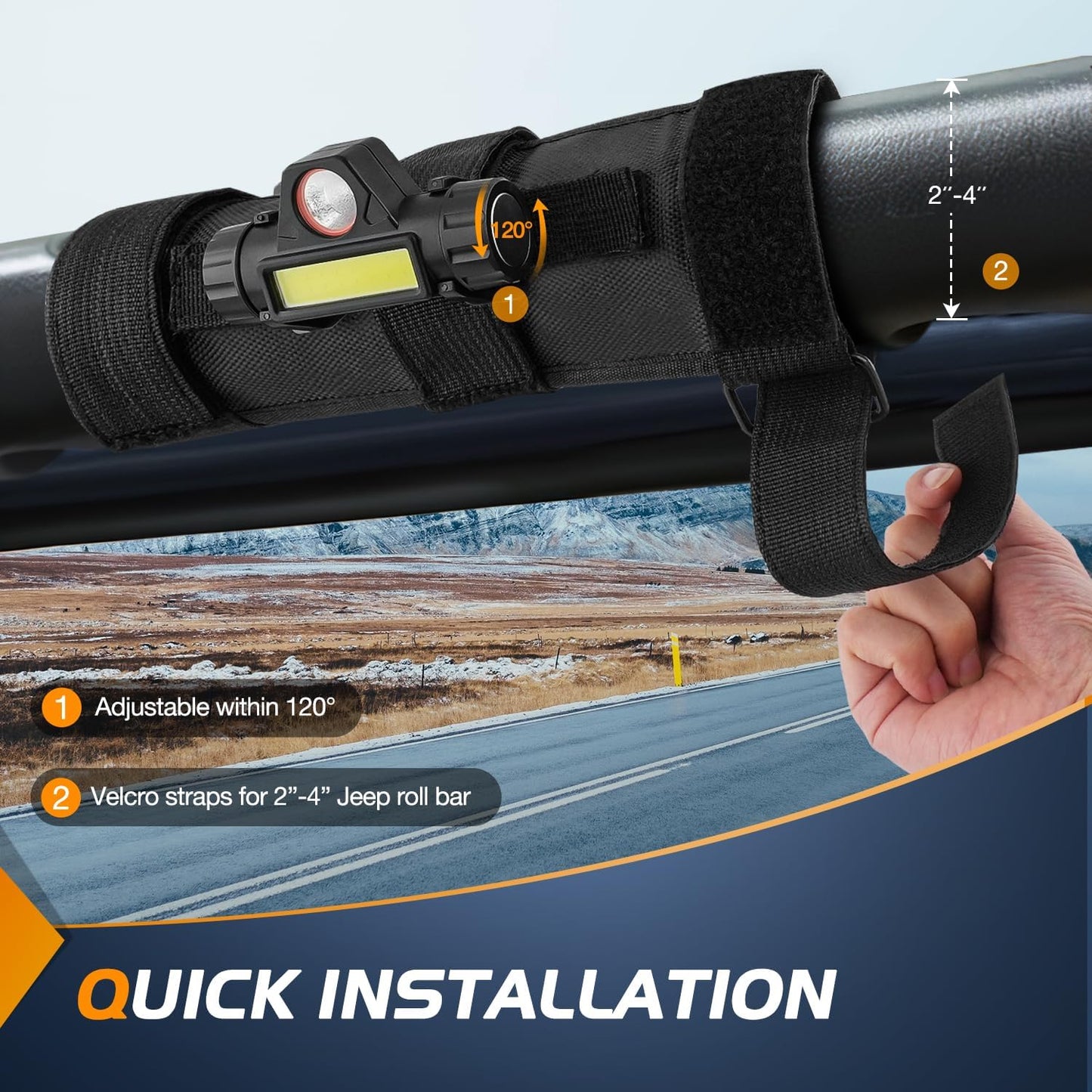 Luz cúpula asa universal 2-4" LED Wrangler
