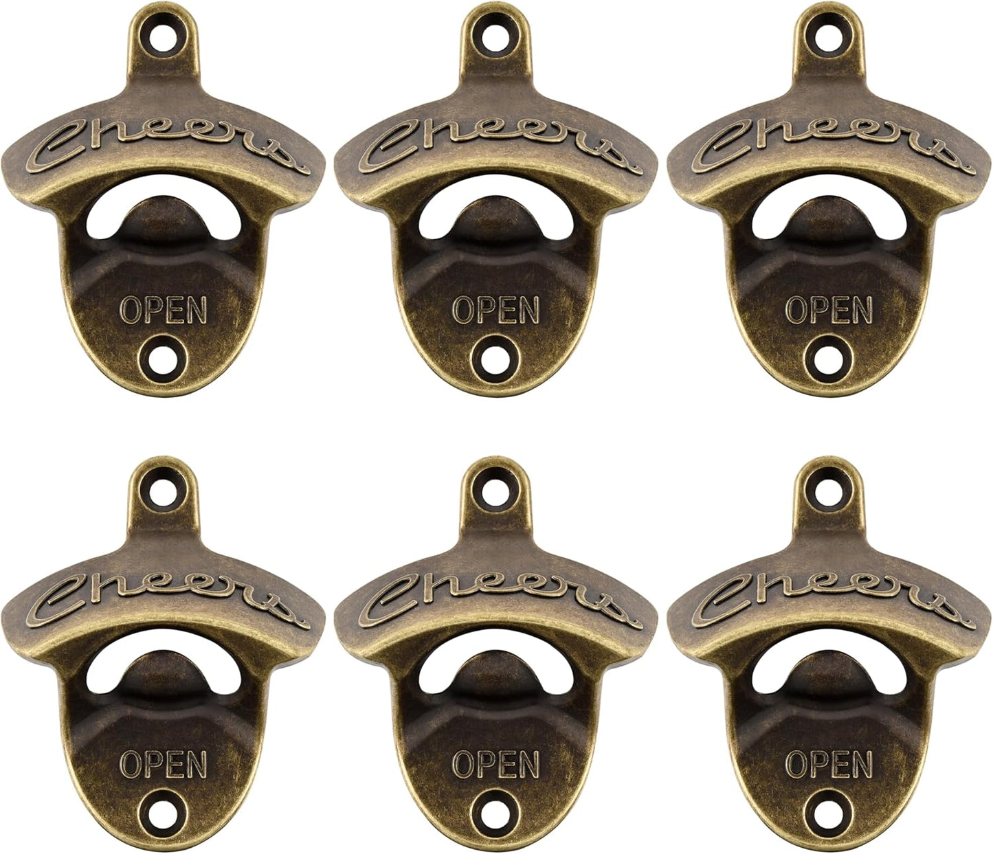 Abrebotellas bronce antiguo para pared y mesa set 6