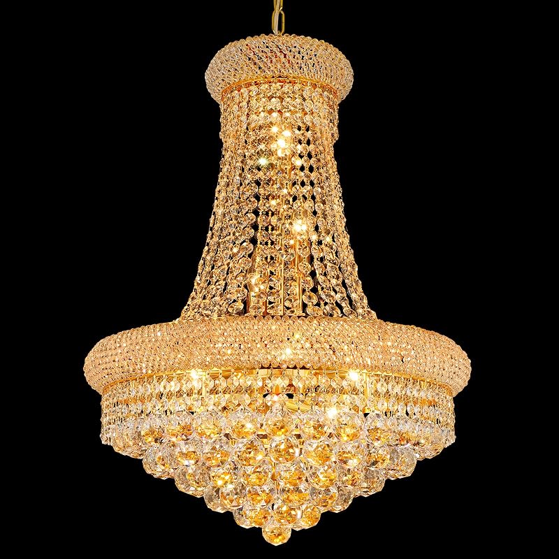 Candelabro Cristal K9 12 Luces Doradas Estilo Imperio