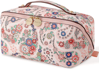 Bolsa maquillaje viaje mujer cuero pu rosa