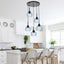 Luz colgante 5 luces vidrio espiral azul para isla cocina