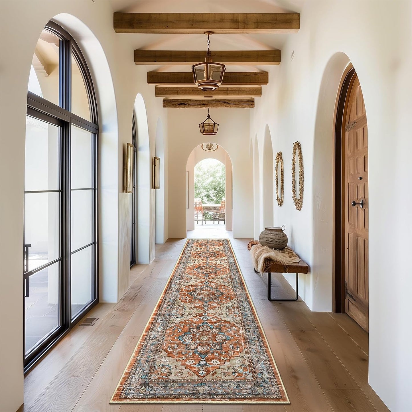 Alfombra Pasillo Antiderrap Lavable Boho 2x10" Pelo Bajo