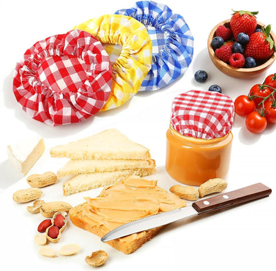 Juego de 3 fundas elásticas de algodón para tarros de masa madre reutilizables
