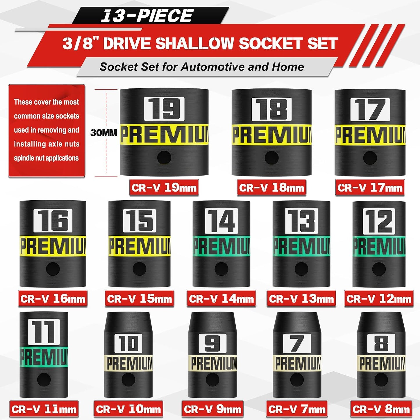 Set llaves vaso impacto 13 pzas 3/8" enchufes