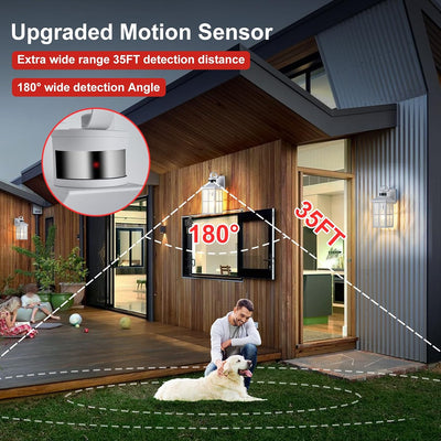 2 Luces Pared Exterior Bronce Sensor Movimiento Moderna