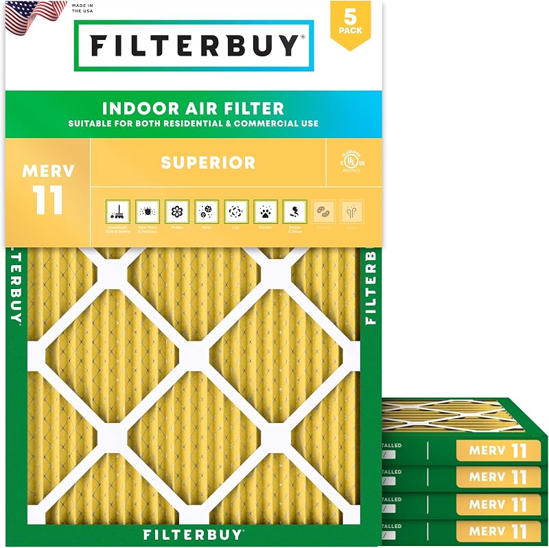 Filtro aire MERV 11 20x21.5x1 plisado 5 pzas HVAC