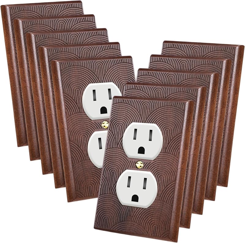 10 Cubiertas interruptor madera nogal bohemio marrón vintage