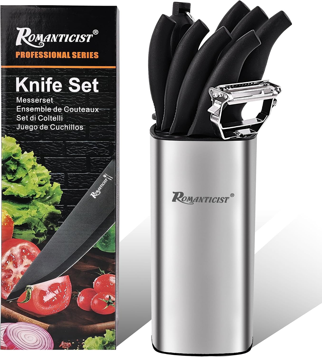 Set 10 Pzas Cuchillos Acero Inox Alto Carbono con Bloque