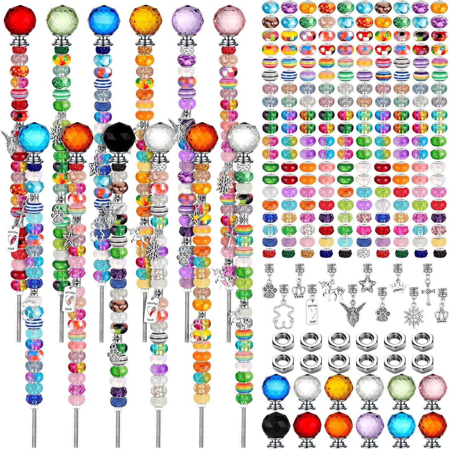 236 Pzas Estaca Jardín DIY 12 Tapones Cristal 200 Cuentas