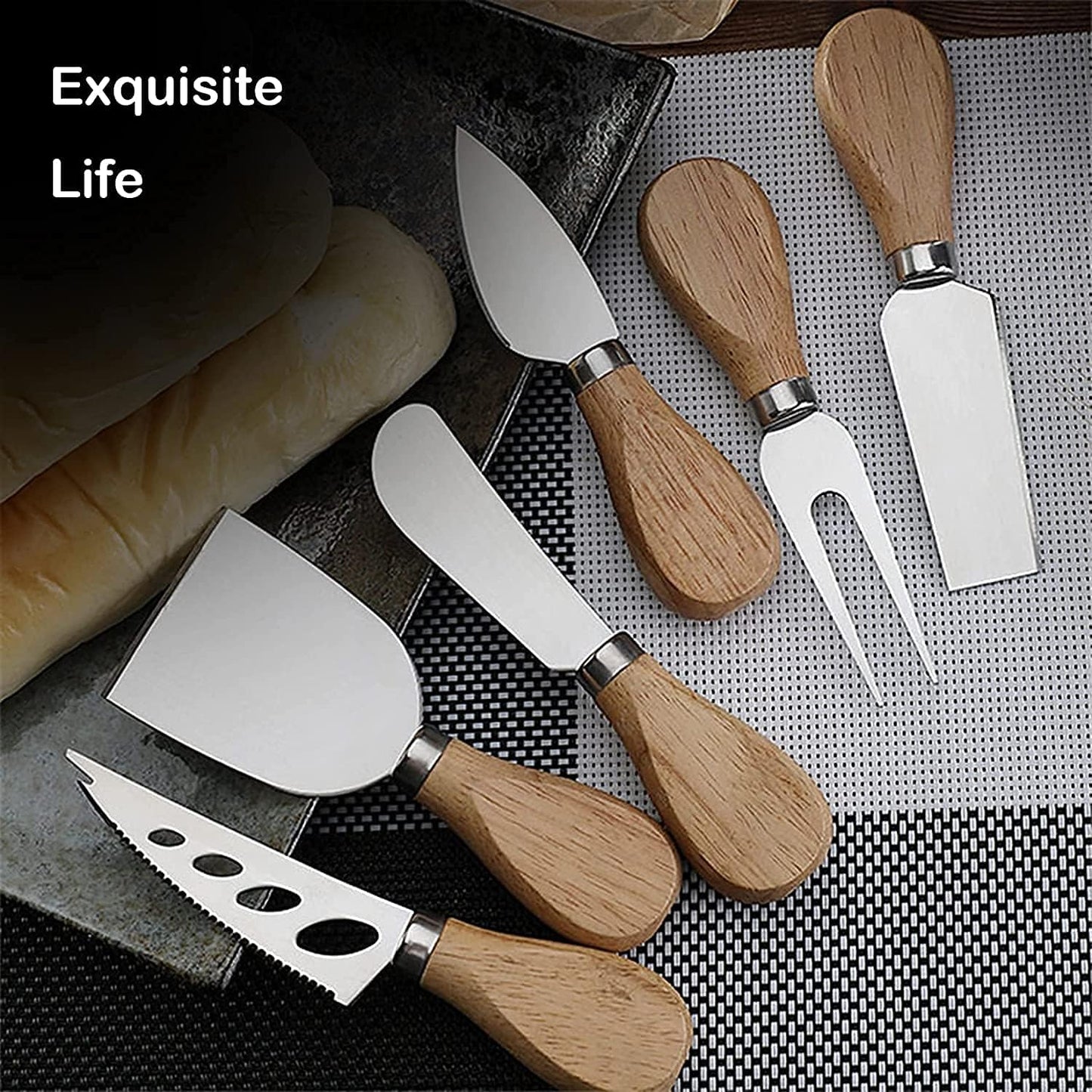 Set 21 cuchillos esparcidor queso acero inox asa madera