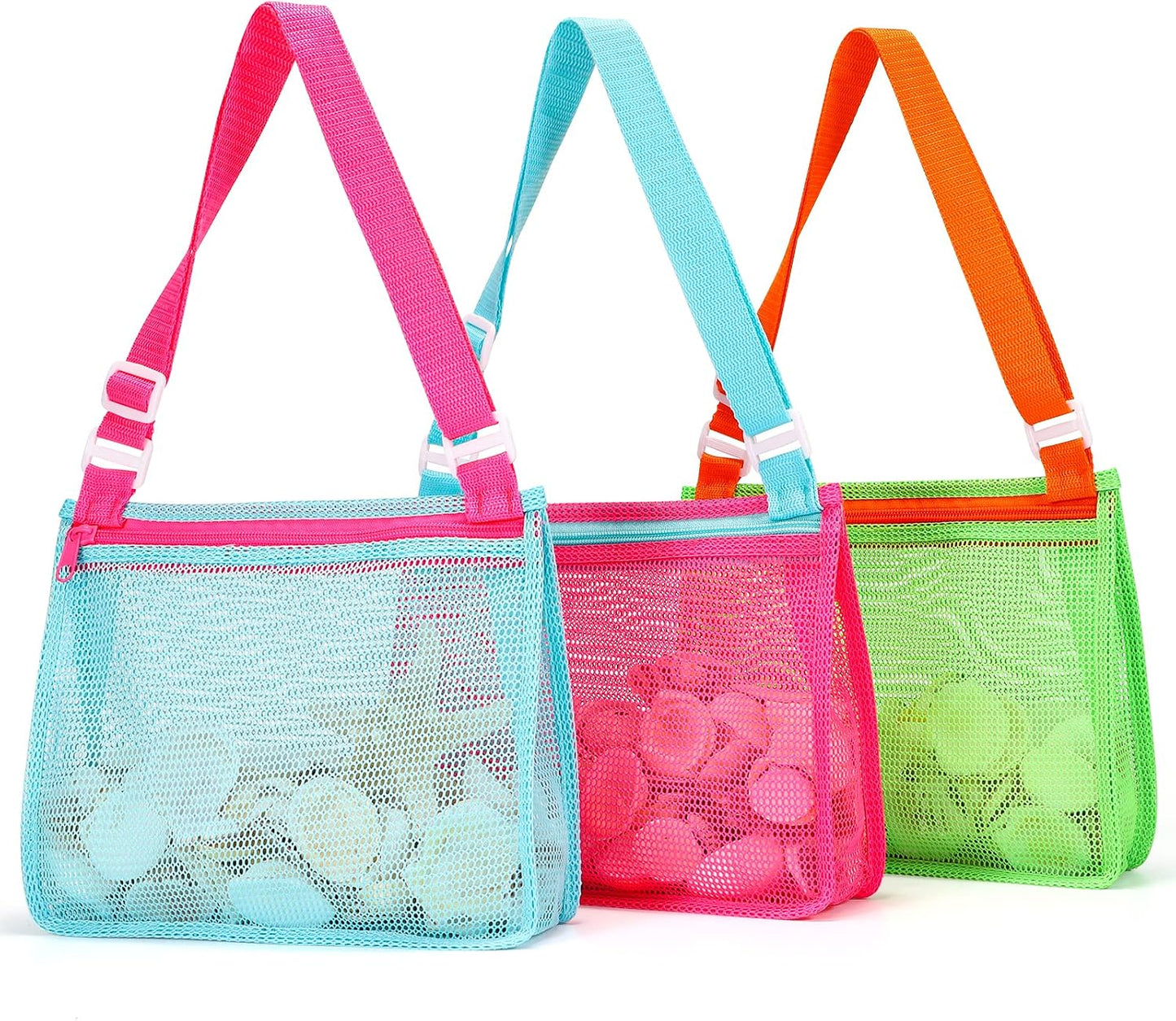 Bolsa malla para juguetes playa y recolectar conchas
