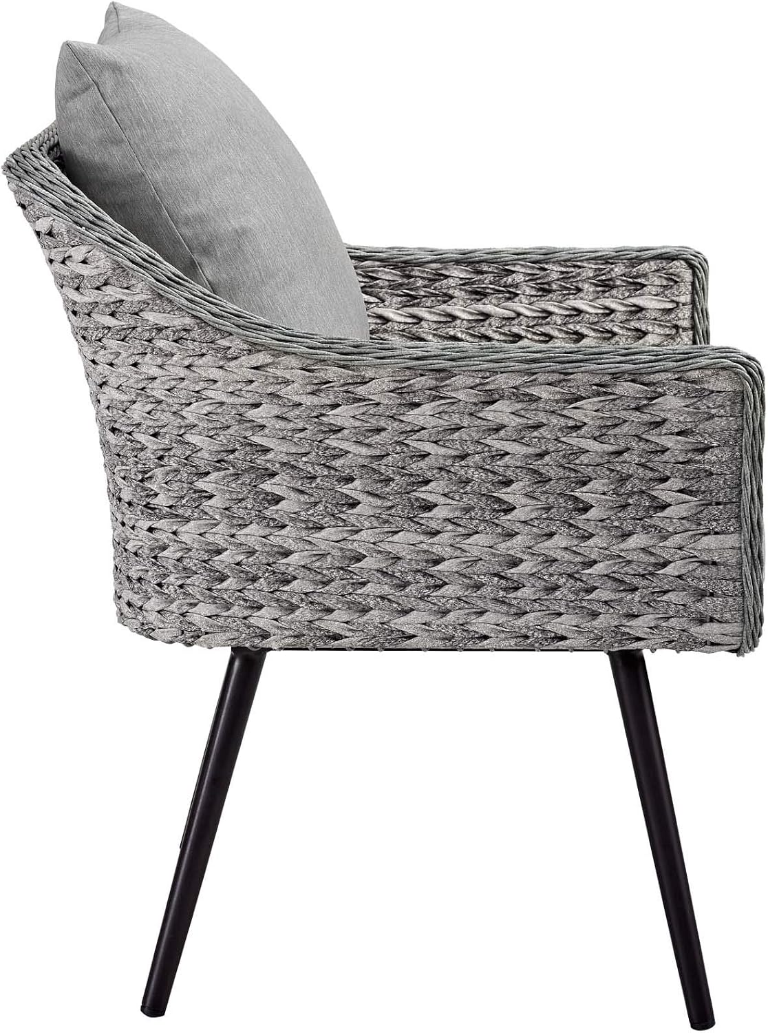Silla mimbre aluminio para patio con cojines gris