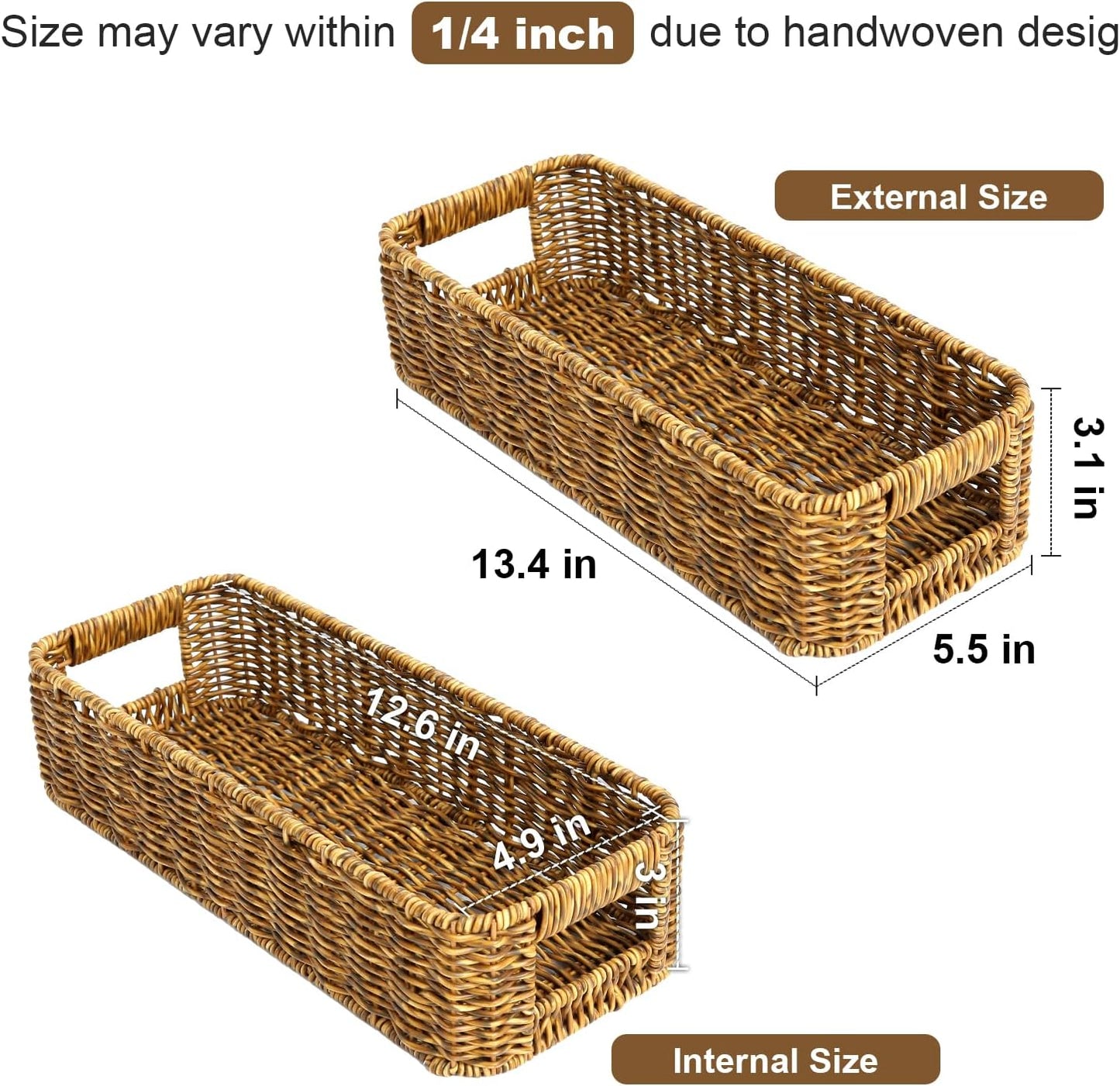 Cesta mimbre impermeable inodoro 2 unidades color marrón