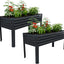 2 Camas Jardín Elevadas Galvanizadas 48x18x32pulg Negro