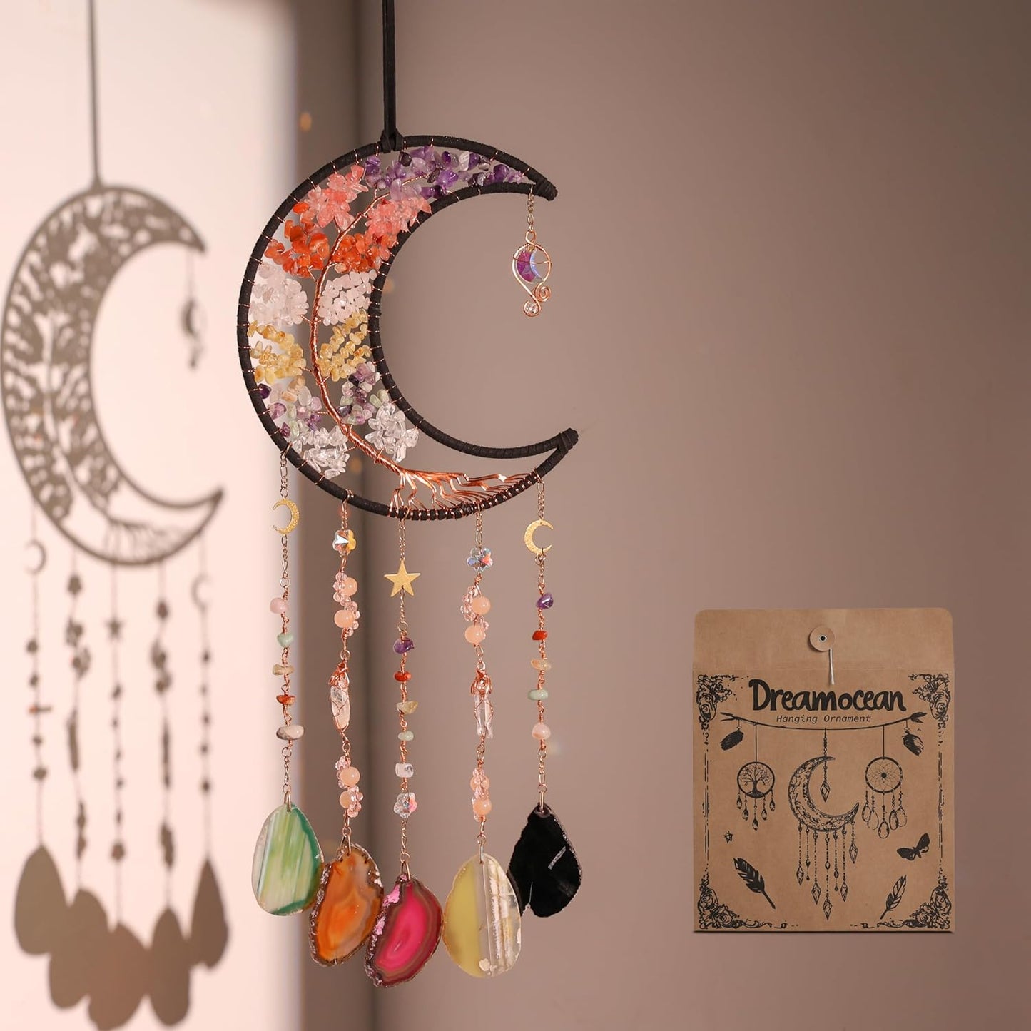 Campanillas cristal atrapasueños 7 chakras decoración yoga